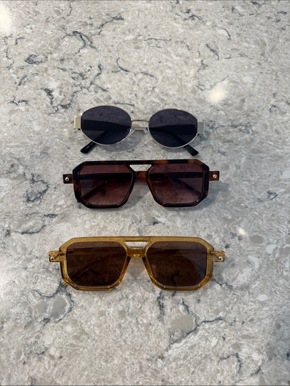 Amazon Women’s Sunglasses Trio — Gold, Tortoiseshell, Black Frames